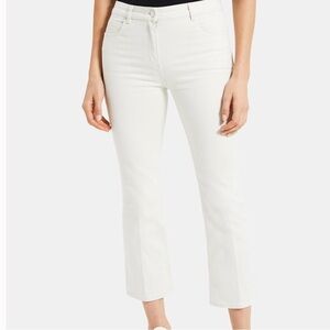 Theory Kick Denim Size 32 Ivory Off White 5-Pocket Boot/flare Cropped Je…